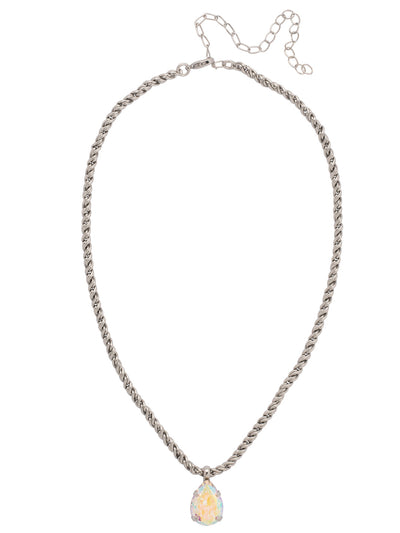 Eileen Pendant Necklace - NFF10PDCAB - <p>The Eileen Pendant Necklace features a single pear cut candy gem on an adjustable rope chain, secured by a lobster claw clasp. From Sorrelli's Crystal Aurora Borealis collection in our Palladium finish.</p>
