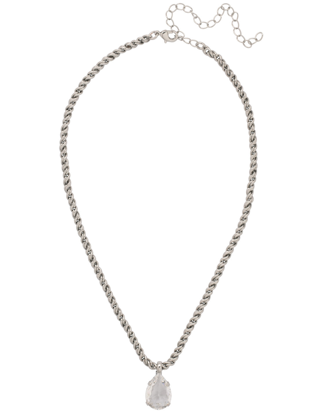 Eileen Pendant Necklace - NFF10PDCRY - <p>The Eileen Pendant Necklace features a single pear cut candy gem on an adjustable rope chain, secured by a lobster claw clasp. From Sorrelli's Crystal collection in our Palladium finish.</p>