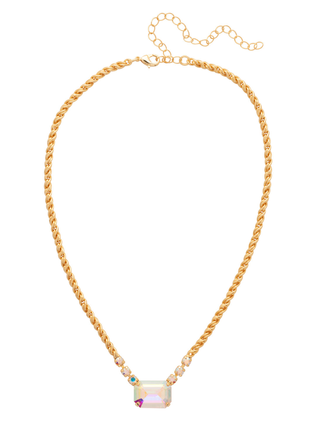 Kathleen Studded Pendant Necklace - NFF80BGCAB - <p>The Kathleen Studded Pendant Necklace features an octagon cut candy gem on a partially crystal studded adjustable rope chain, secured with a lobster claw clasp. From Sorrelli's Crystal Aurora Borealis collection in our Bright Gold-tone finish.</p>