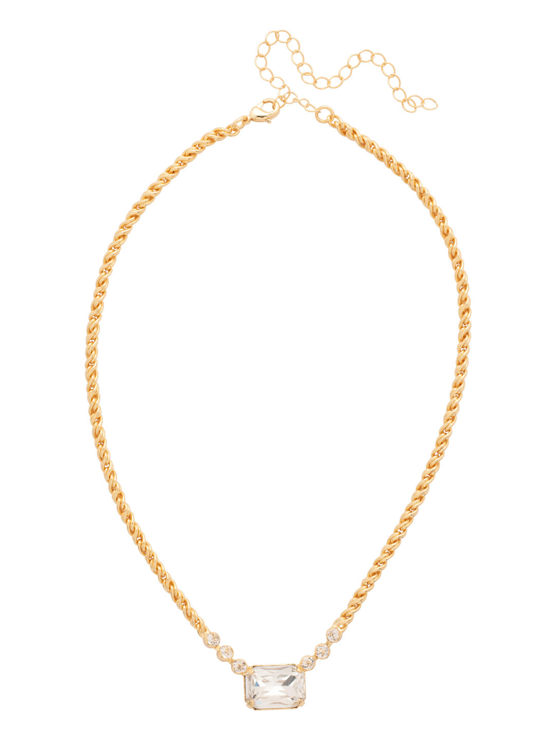 Kathleen Studded Pendant Necklace - NFF80BGCRY - <p>The Kathleen Studded Pendant Necklace features an octagon cut candy gem on a partially crystal studded adjustable rope chain, secured with a lobster claw clasp. From Sorrelli's Crystal collection in our Bright Gold-tone finish.</p>