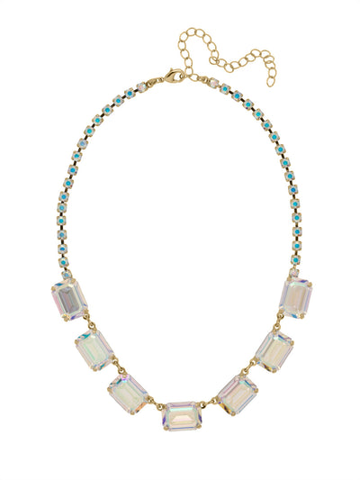 Kathleen Repeating Tennis Necklace - NFF81BGCAB - <p>The Kathleen Repeating Tennis Necklace features a row of seven emerald cut candy gem crystals on an adjustable crystal studded chain, secured by a lobster claw clasp. (16-20 inches) From Sorrelli's Crystal Aurora Borealis collection in our Bright Gold-tone finish.</p>