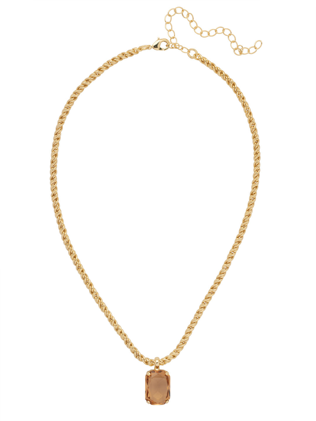 Kathleen Pendant Necklace - NFF8BGLC - <p>The Kathleen Pendant Necklace features a trendy emerald cut candy gem on an adjustable rope chain, secured by a lobster claw clasp. From Sorrelli's Light Colorado collection in our Bright Gold-tone finish.</p>
