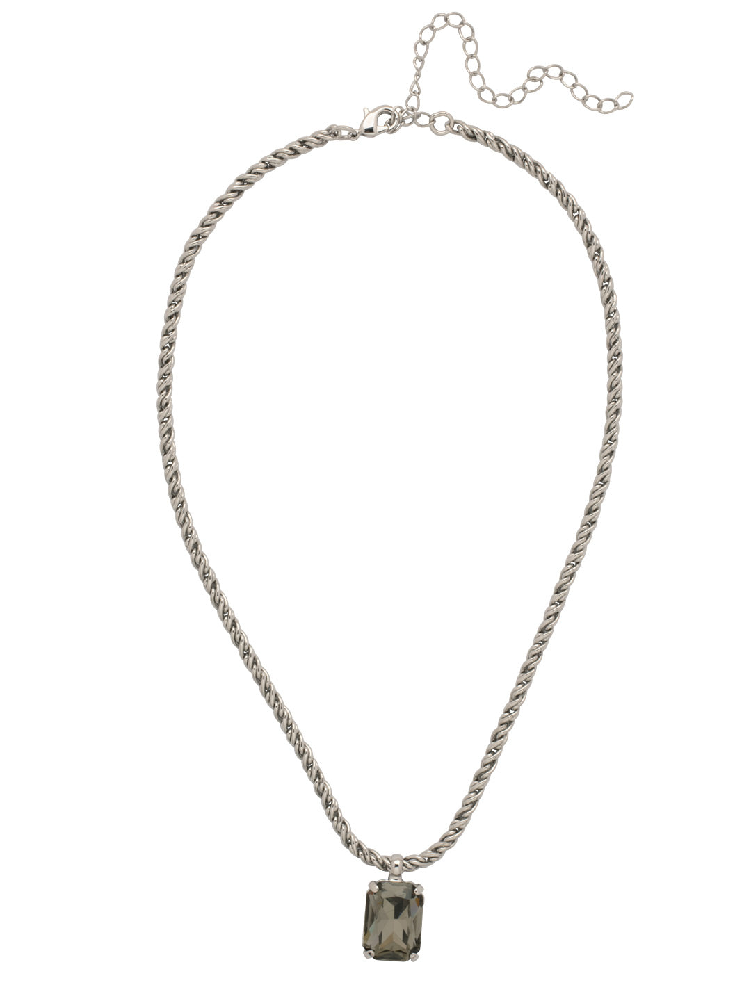 Kathleen Pendant Necklace - NFF8PDBD - <p>The Kathleen Pendant Necklace features a trendy emerald cut candy gem on an adjustable rope chain, secured by a lobster claw clasp. From Sorrelli's Black Diamond collection in our Palladium finish.</p>