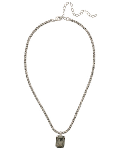 Kathleen Pendant Necklace - NFF8PDBD - <p>The Kathleen Pendant Necklace features a trendy emerald cut candy gem on an adjustable rope chain, secured by a lobster claw clasp. From Sorrelli's Black Diamond collection in our Palladium finish.</p>