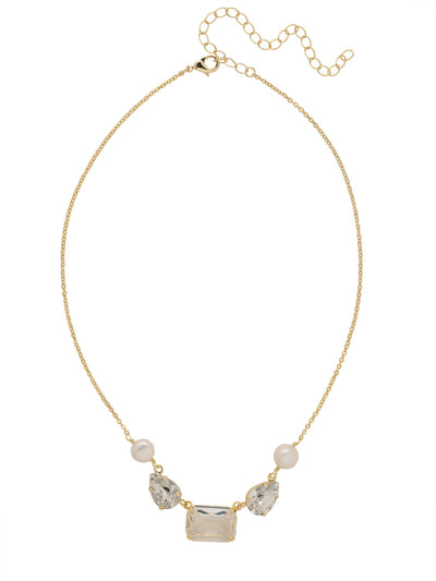 Celandine Tennis Necklace - NFG1BGMDP - <p>The Celandine Tennis Necklace features an emerald cut crystal surrounded by a single pear cut crystal and freshwater pearl on both sides. The necklace is an adjustable chain secured with a lobster claw clasp. From Sorrelli's Modern Pearl collection in our Bright Gold-tone finish.</p>
