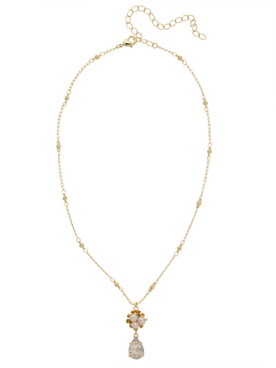 Nesta Pear Pendant Necklace - NFG3BGMDP - <p>The Nesta Pear Pendant Necklace features a nest of freshwater petal pearls with a single pear cut crystal dangling from it. The charms hang on an adjustable chain, secured with a lobster claw clasp. From Sorrelli's Modern Pearl collection in our Bright Gold-tone finish.</p>