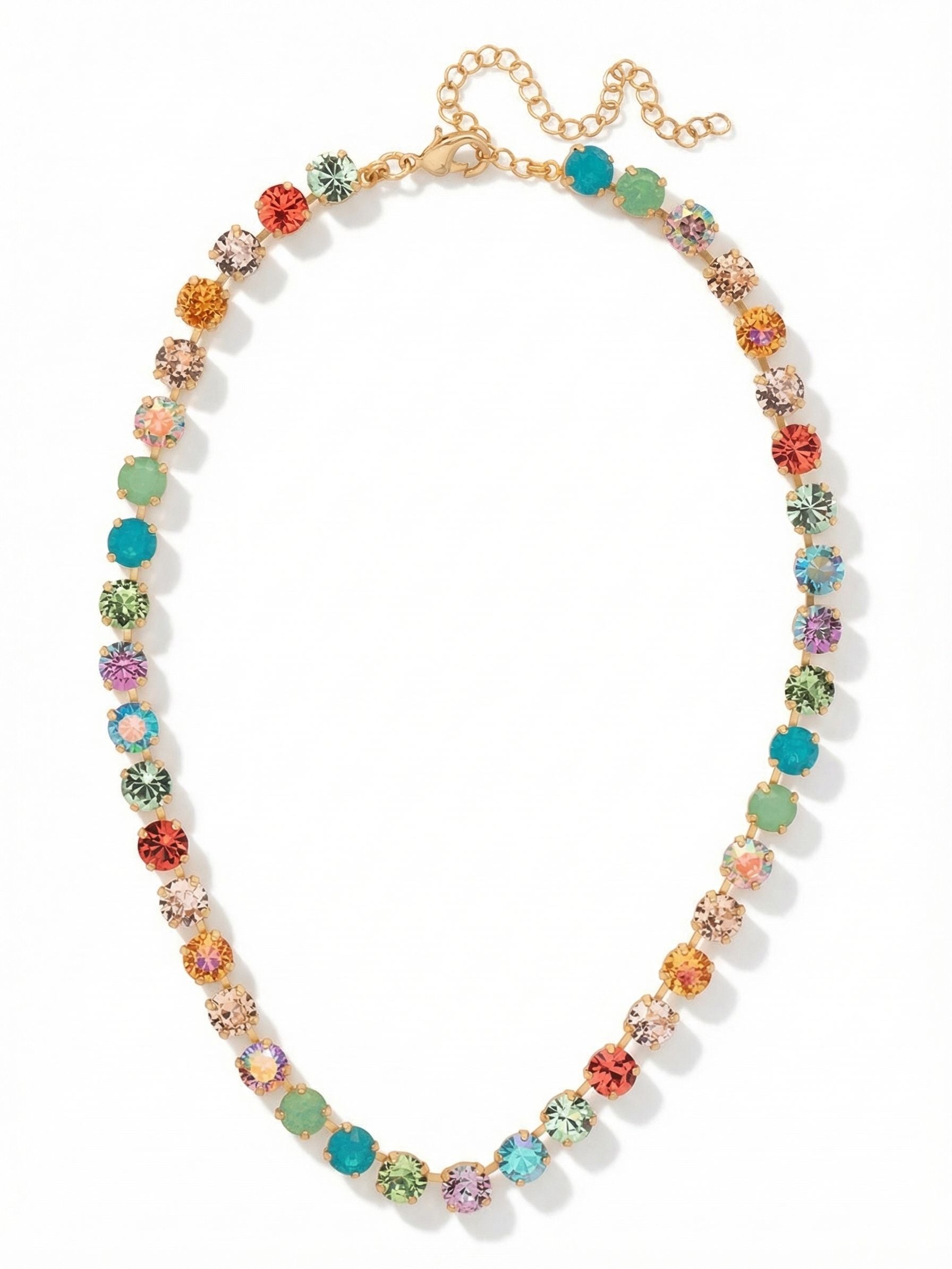 Matilda Tennis Necklace - NFJ4BGCON - <p>The Matilda Tennis Necklace features a repeating line of round cut crystals on an adjustable chain, secured with a lobster claw clasp. (16-20 inches) From Sorrelli's Confetti  collection in our Bright Gold-tone finish.</p>