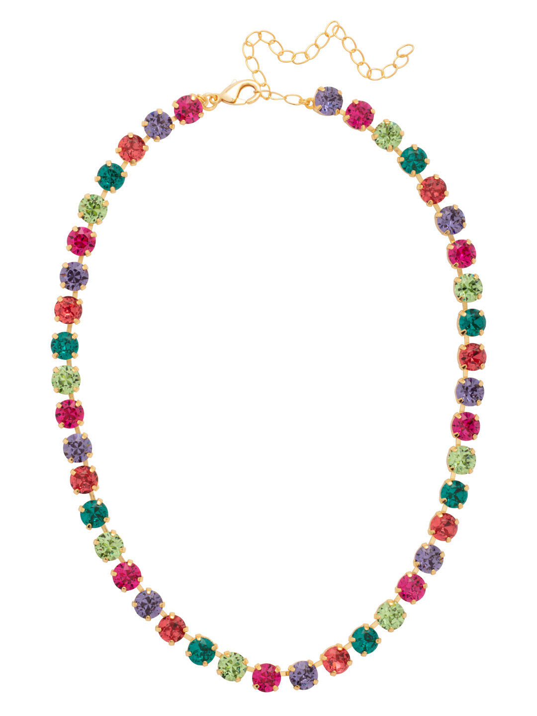 Matilda Tennis Necklace - NFJ4BGHBR - <p>The Matilda Tennis Necklace features a repeating line of round cut crystals on an adjustable chain, secured with a lobster claw clasp. (16-20 inches) From Sorrelli's Happy Birthday Redux collection in our Bright Gold-tone finish.</p>