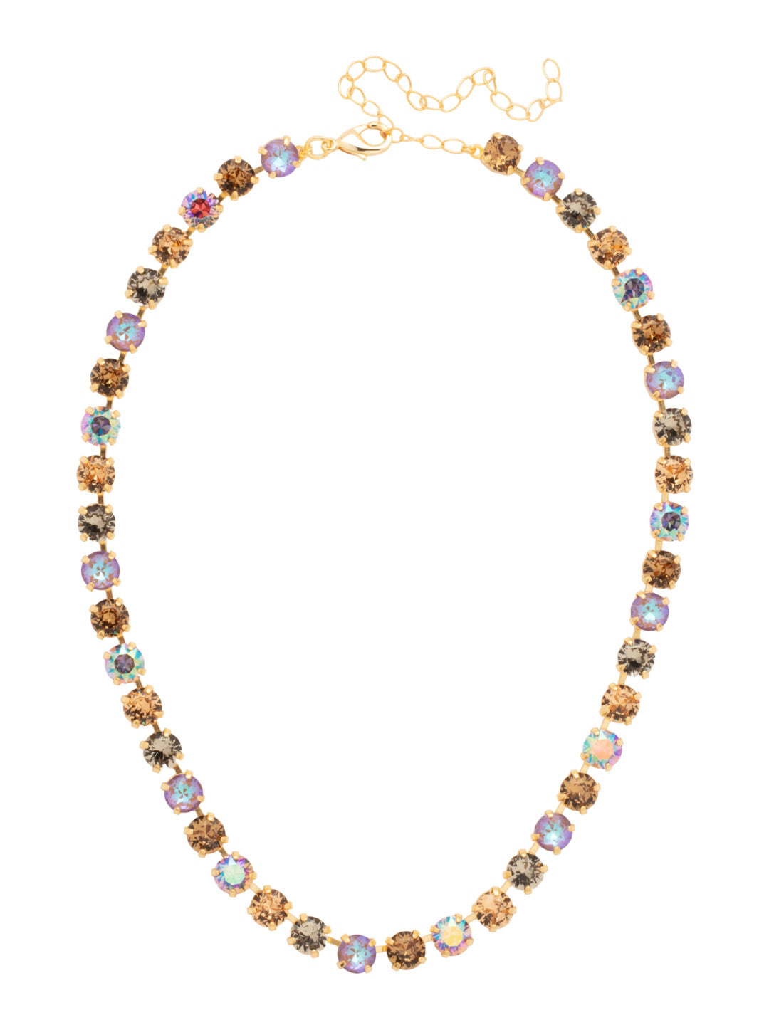 Matilda Tennis Necklace - NFJ4BGHNB - <p>The Matilda Tennis Necklace features a repeating line of round cut crystals on an adjustable chain, secured with a lobster claw clasp. (16-20 inches) From Sorrelli's Honey Bourbon collection in our Bright Gold-tone finish.</p>