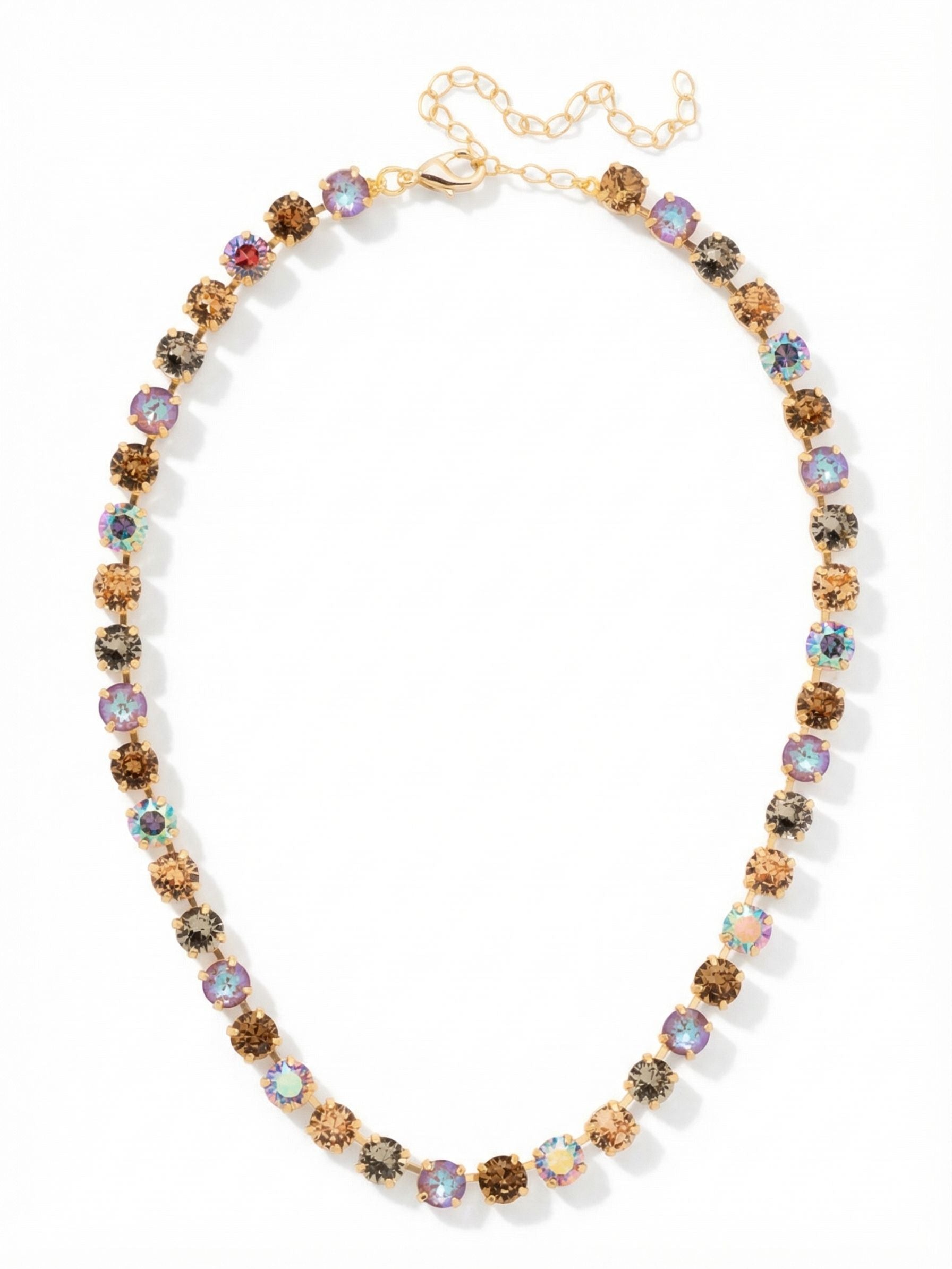 Matilda Tennis Necklace - NFJ4BGHNB - <p>The Matilda Tennis Necklace features a repeating line of round cut crystals on an adjustable chain, secured with a lobster claw clasp. (16-20 inches) From Sorrelli's Honey Bourbon collection in our Bright Gold-tone finish.</p>