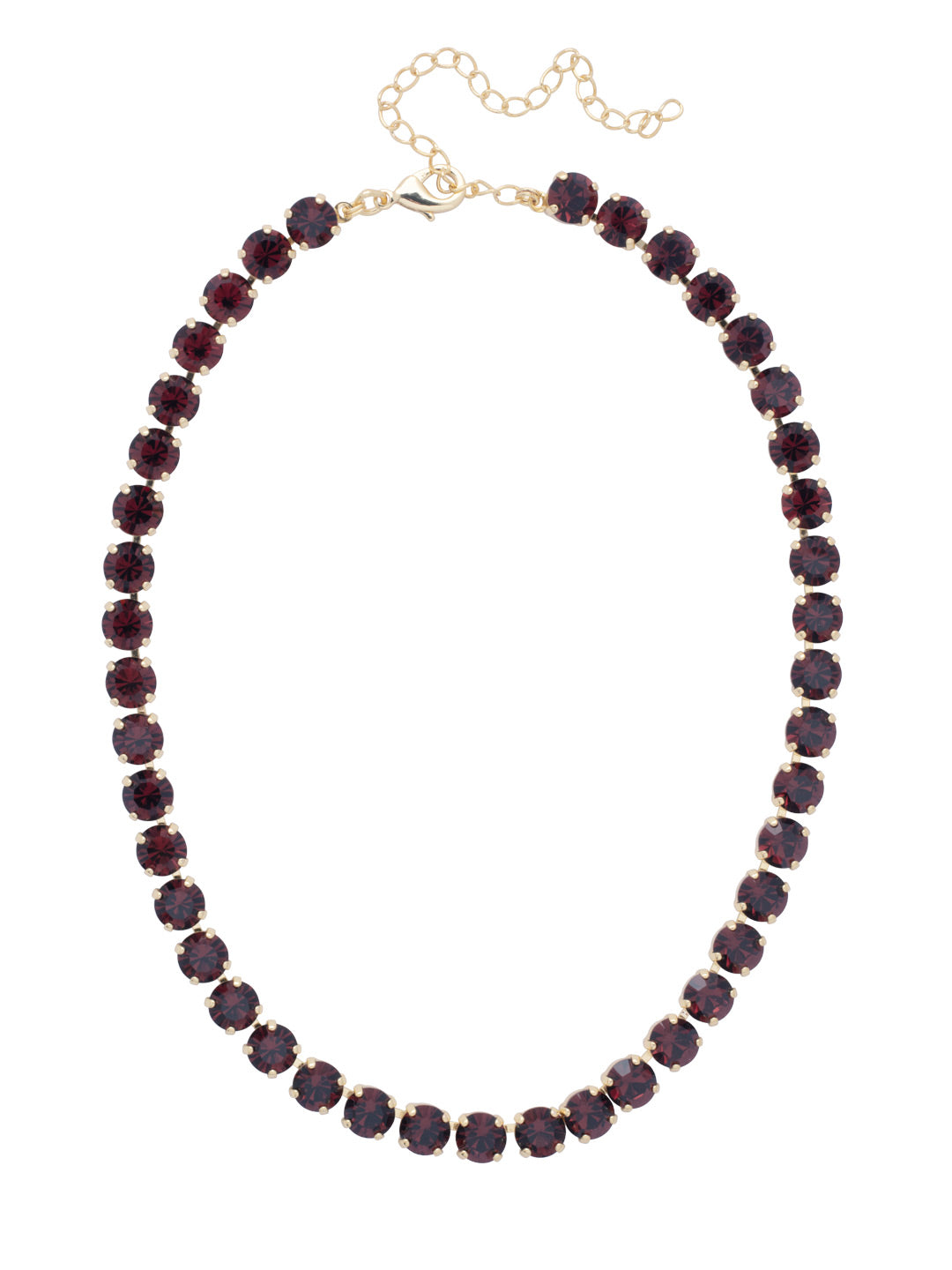 Matilda Tennis Necklace - NFJ4BGMRL - <p>The Matilda Tennis Necklace features a repeating line of round cut crystals on an adjustable chain, secured with a lobster claw clasp. (16-20 inches) From Sorrelli's Merlot collection in our Bright Gold-tone finish.</p>