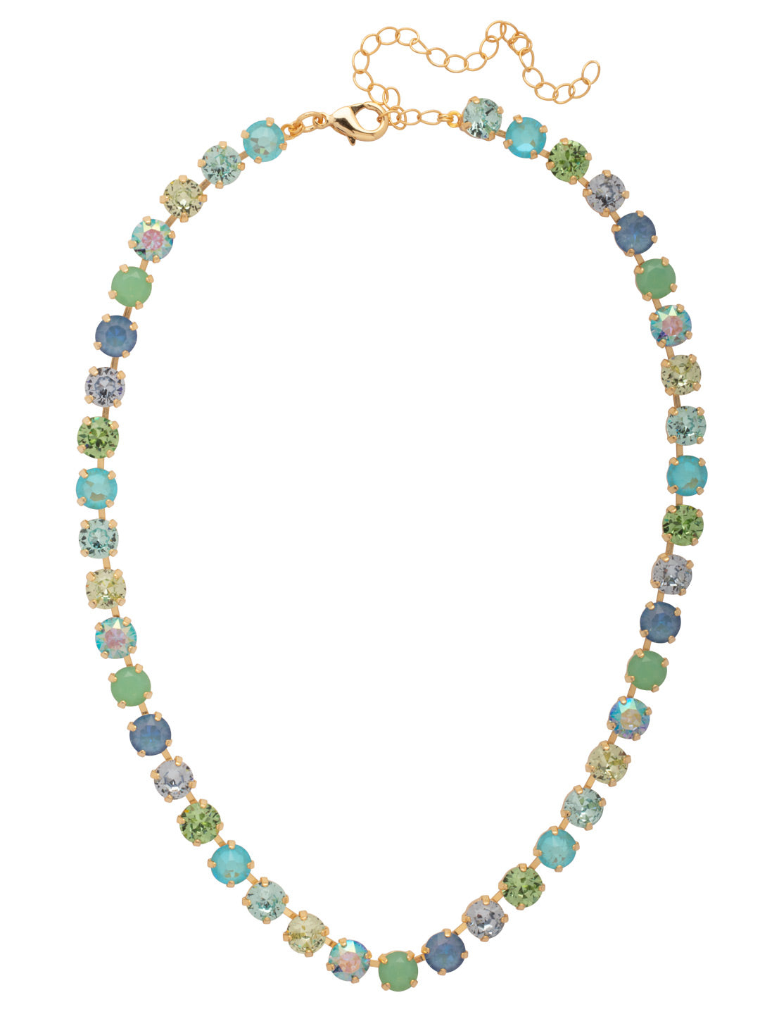 Matilda Tennis Necklace - NFJ4BGOC - <p>The Matilda Tennis Necklace features a repeating line of round cut crystals on an adjustable chain, secured with a lobster claw clasp. (16-20 inches) From Sorrelli's Ocean collection in our Bright Gold-tone finish.</p>