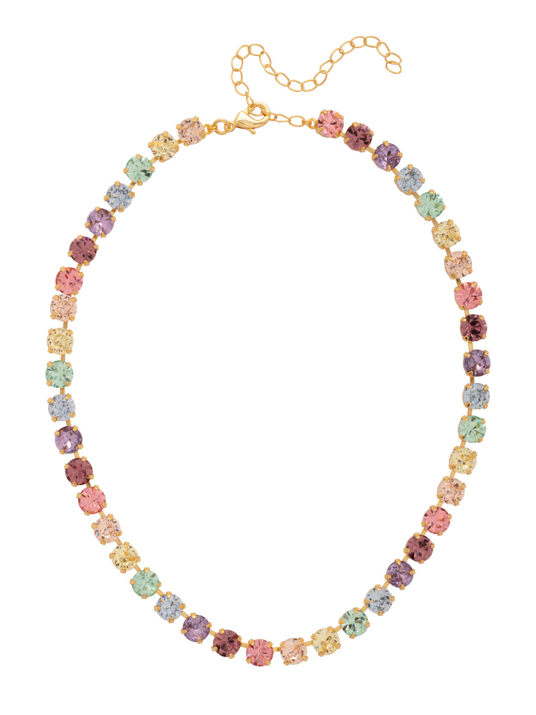 Matilda Tennis Necklace - NFJ4BGPRI - <p>The Matilda Tennis Necklace features a repeating line of round cut crystals on an adjustable chain, secured with a lobster claw clasp. (16-20 inches) From Sorrelli's Prism collection in our Bright Gold-tone finish.</p>