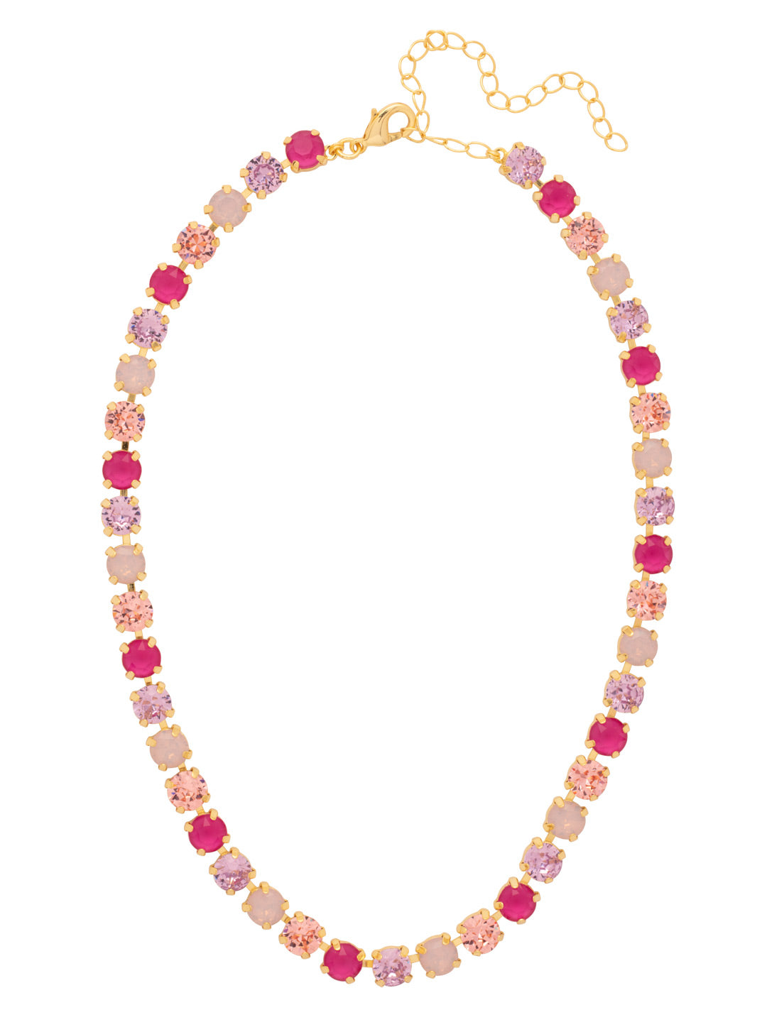 Matilda Tennis Necklace - NFJ4BGPRO - <p>The Matilda Tennis Necklace features a repeating line of round cut crystals on an adjustable chain, secured with a lobster claw clasp. (16-20 inches) From Sorrelli's Panama Rose collection in our Bright Gold-tone finish.</p>