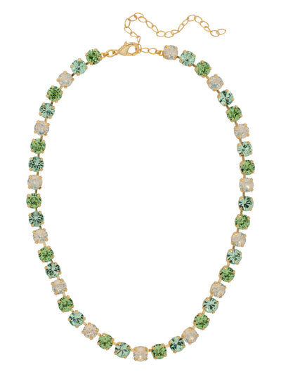 Matilda Tennis Necklace - NFJ4BGSGR - <p>The Matilda Tennis Necklace features a repeating line of round cut crystals on an adjustable chain, secured with a lobster claw clasp. (16-20 inches) From Sorrelli's Sage Green collection in our Bright Gold-tone finish.</p>