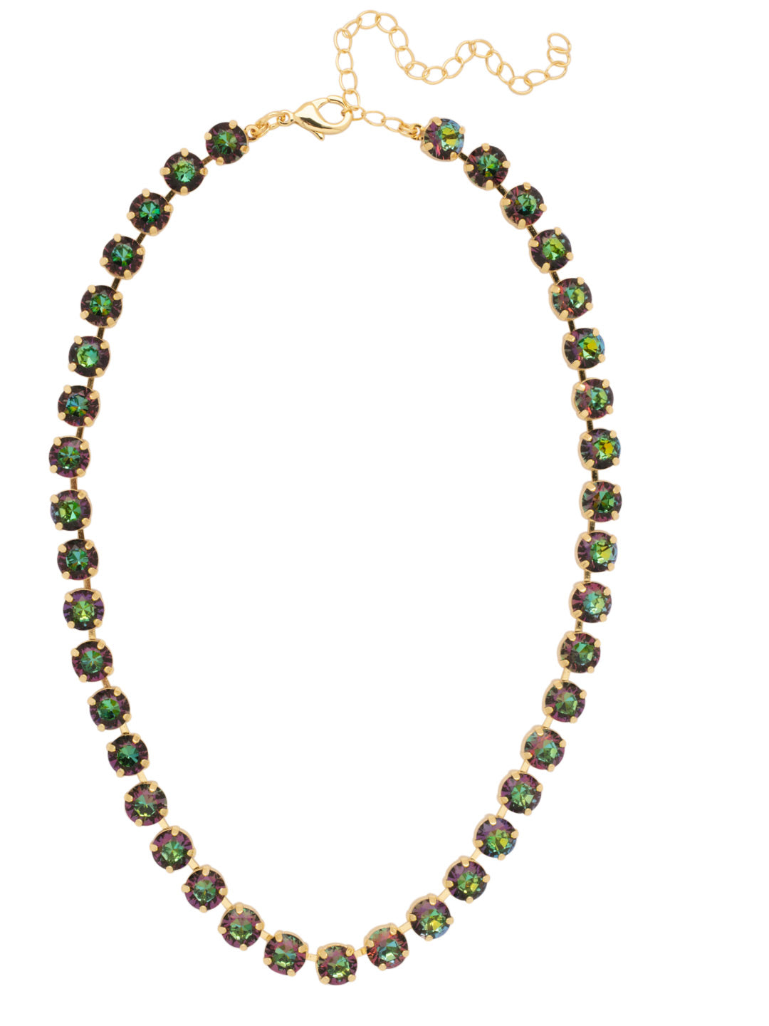 Matilda Tennis Necklace - NFJ4BGVO - <p>The Matilda Tennis Necklace features a repeating line of round cut crystals on an adjustable chain, secured with a lobster claw clasp. (16-20 inches) From Sorrelli's Volcano collection in our Bright Gold-tone finish.</p>