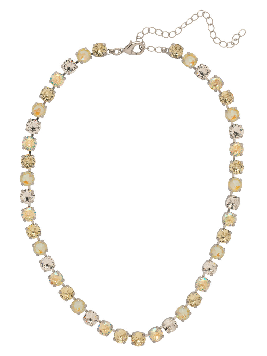 Matilda Tennis Necklace - NFJ4PDLZ - <p>The Matilda Tennis Necklace features a repeating line of round cut crystals on an adjustable chain, secured with a lobster claw clasp. (16-20 inches) From Sorrelli's Lemon Zest collection in our Palladium finish.</p>