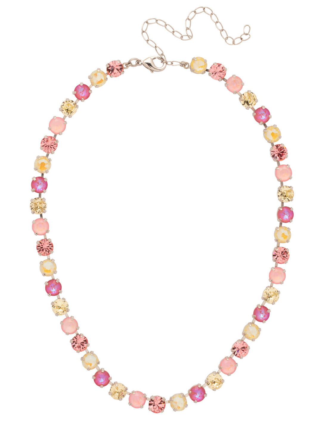 Matilda Tennis Necklace - NFJ4PDPPN - <p>The Matilda Tennis Necklace features a repeating line of round cut crystals on an adjustable chain, secured with a lobster claw clasp. (16-20 inches) From Sorrelli's Pink Pineapple collection in our Palladium finish.</p>