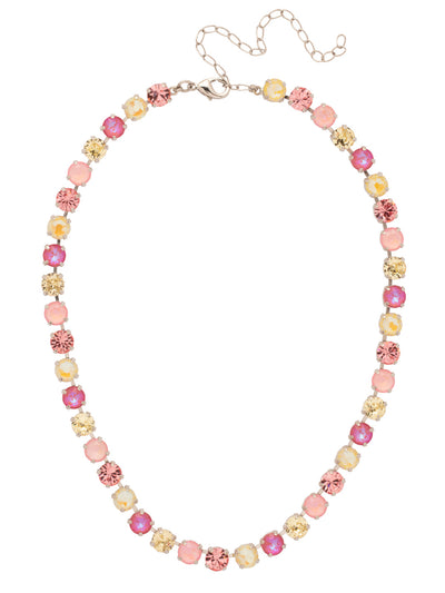 Matilda Tennis Necklace - NFJ4PDPPN - <p>The Matilda Tennis Necklace features a repeating line of round cut crystals on an adjustable chain, secured with a lobster claw clasp. (16-20 inches) From Sorrelli's Pink Pineapple collection in our Palladium finish.</p>