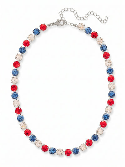 Matilda Tennis Necklace - NFJ4PDUSA - <p>The Matilda Tennis Necklace features a repeating line of round cut crystals on an adjustable chain, secured with a lobster claw clasp. (16-20 inches)</p>