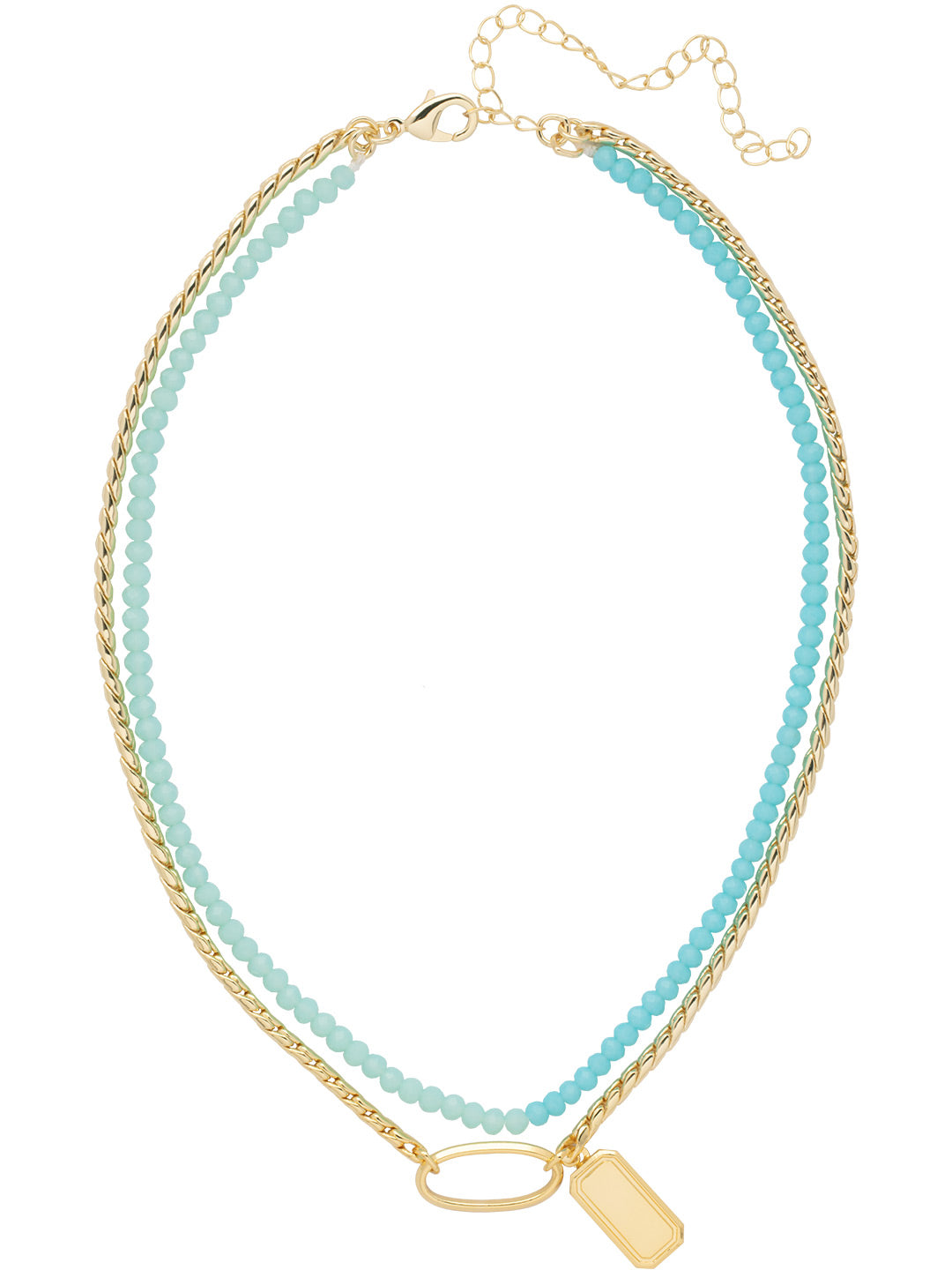 Billie Layered Necklace - NFJ7BGTQ - <p>The Billie Layered Necklace features a beaded chain and a thick rope chain, with a metal oblong hoop and rectangle plate charm. From Sorrelli's Turquoise collection in our Bright Gold-tone finish.</p>