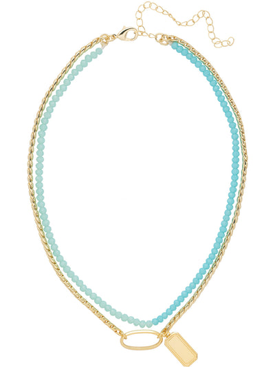 Billie Layered Necklace - NFJ7BGTQ - <p>The Billie Layered Necklace features a beaded chain and a thick rope chain, with a metal oblong hoop and rectangle plate charm. From Sorrelli's Turquoise collection in our Bright Gold-tone finish.</p>