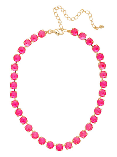 Matilda Choker Necklace - NFJ80BGETP - <p>The Matilda Choker Necklace features classic round-cut crystals on a shorter chain. At the shortest length the necklace sits at 13 inches and at the longest length sits at 16 inches. From Sorrelli's Electric Pink collection in our Bright Gold-tone finish.</p>
