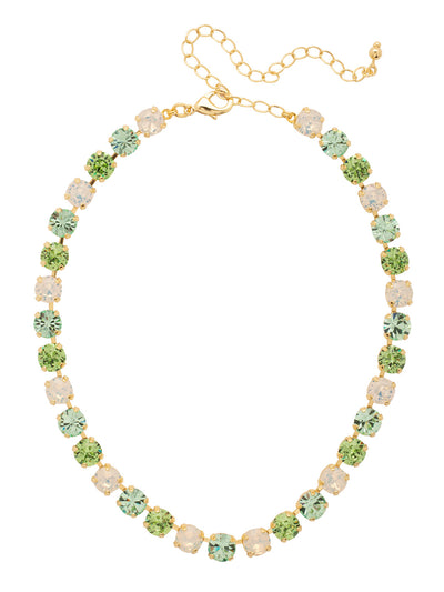 Matilda Choker Necklace - NFJ80BGSGR - <p>The Matilda Choker Necklace features classic round-cut crystals on a shorter chain. At the shortest length the necklace sits at 13 inches and at the longest length sits at 16 inches. From Sorrelli's Sage Green collection in our Bright Gold-tone finish.</p>