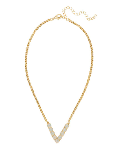 V Initial Rope Pendant Necklace - NFK41BGWO - <p>The Initial Rope Pendant Necklace features a crystal encrusted metal monogram pendant on an adjustable rope chain, secured with a lobster claw clasp. From Sorrelli's White Opal collection in our Bright Gold-tone finish.</p>