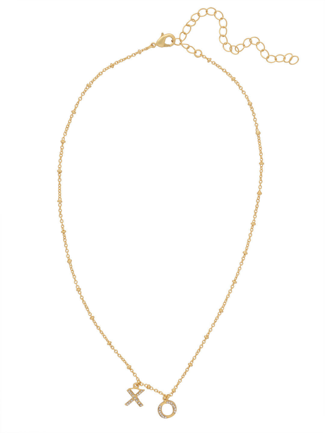 XO Pendant Necklace - NFK5MGCRY - <p>The XO Pendant Necklace features a crystal embellished letter X and O on a thin adjustable chain, secured with a lobster claw clasp. From Sorrelli's Crystal collection in our Matte Gold-tone finish.</p>