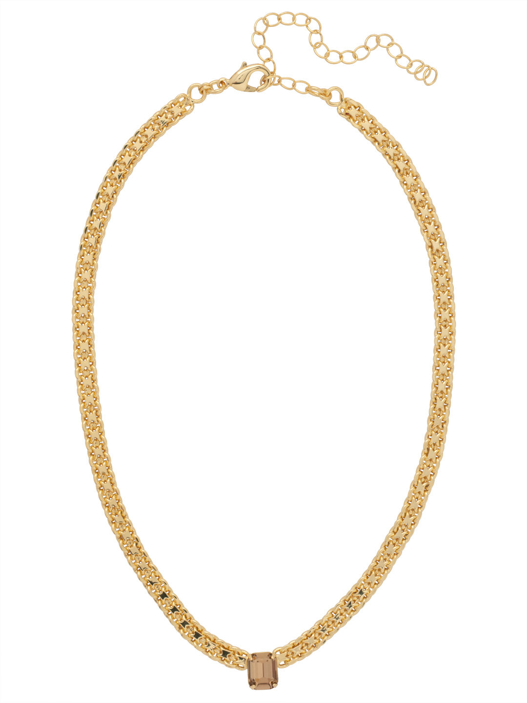 Octavia Single Crystal Tennis Necklace - NFK6BGLC - <p>The Octavia Single Crystal Tennis Necklace features a single petite emerald cut crystal on an adjustable chain, secured with a lobster claw clasp. (16-20 inches) From Sorrelli's Light Colorado collection in our Bright Gold-tone finish.</p>