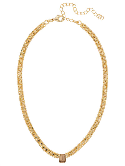 Octavia Single Crystal Tennis Necklace - NFK6BGLC - <p>The Octavia Single Crystal Tennis Necklace features a single petite emerald cut crystal on an adjustable chain, secured with a lobster claw clasp. (16-20 inches) From Sorrelli's Light Colorado collection in our Bright Gold-tone finish.</p>