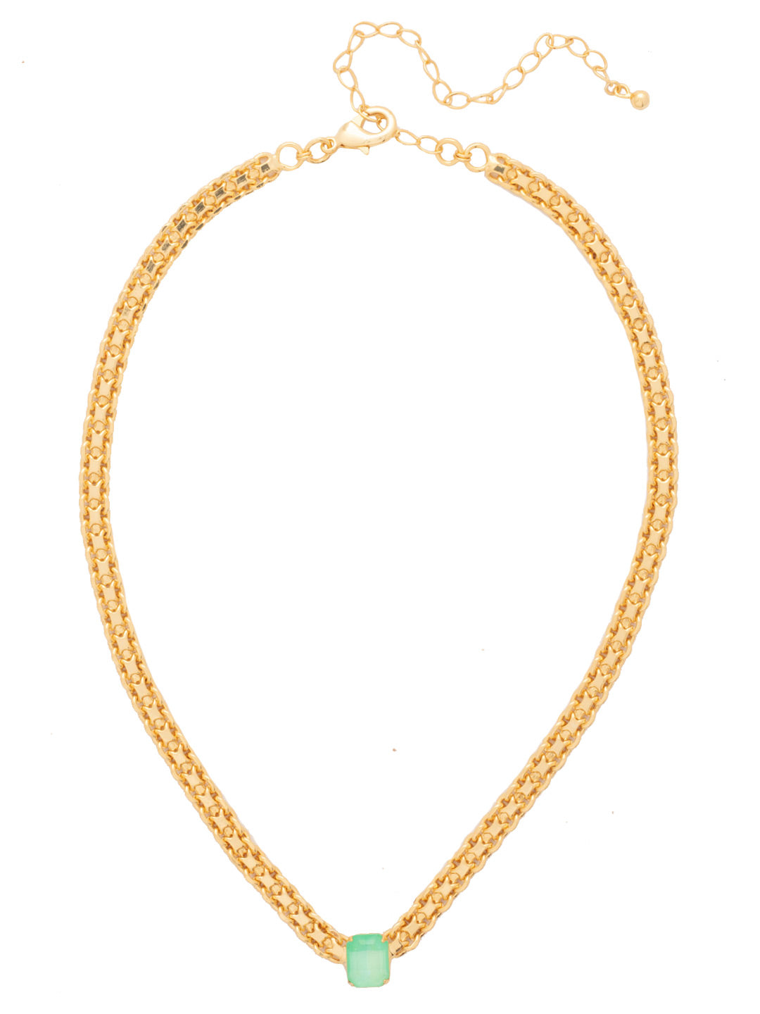 Octavia Single Crystal Tennis Necklace - NFK6BGMND - <p>The Octavia Single Crystal Tennis Necklace features a single petite emerald cut crystal on an adjustable chain, secured with a lobster claw clasp. (16-20 inches) From Sorrelli's Mint Delite collection in our Bright Gold-tone finish.</p>