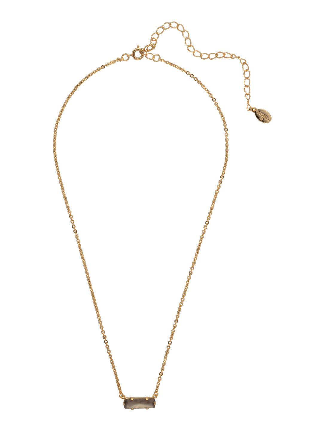Bindi Pendant Necklace - NFL13BGFBD - <p>The Bindi Pendant Necklace features a single delicate baguette crystal bar on an adjustable chain, secured with a lobster claw clasp. From Sorrelli's Frosted Black Diamond collection in our Bright Gold-tone finish.</p>