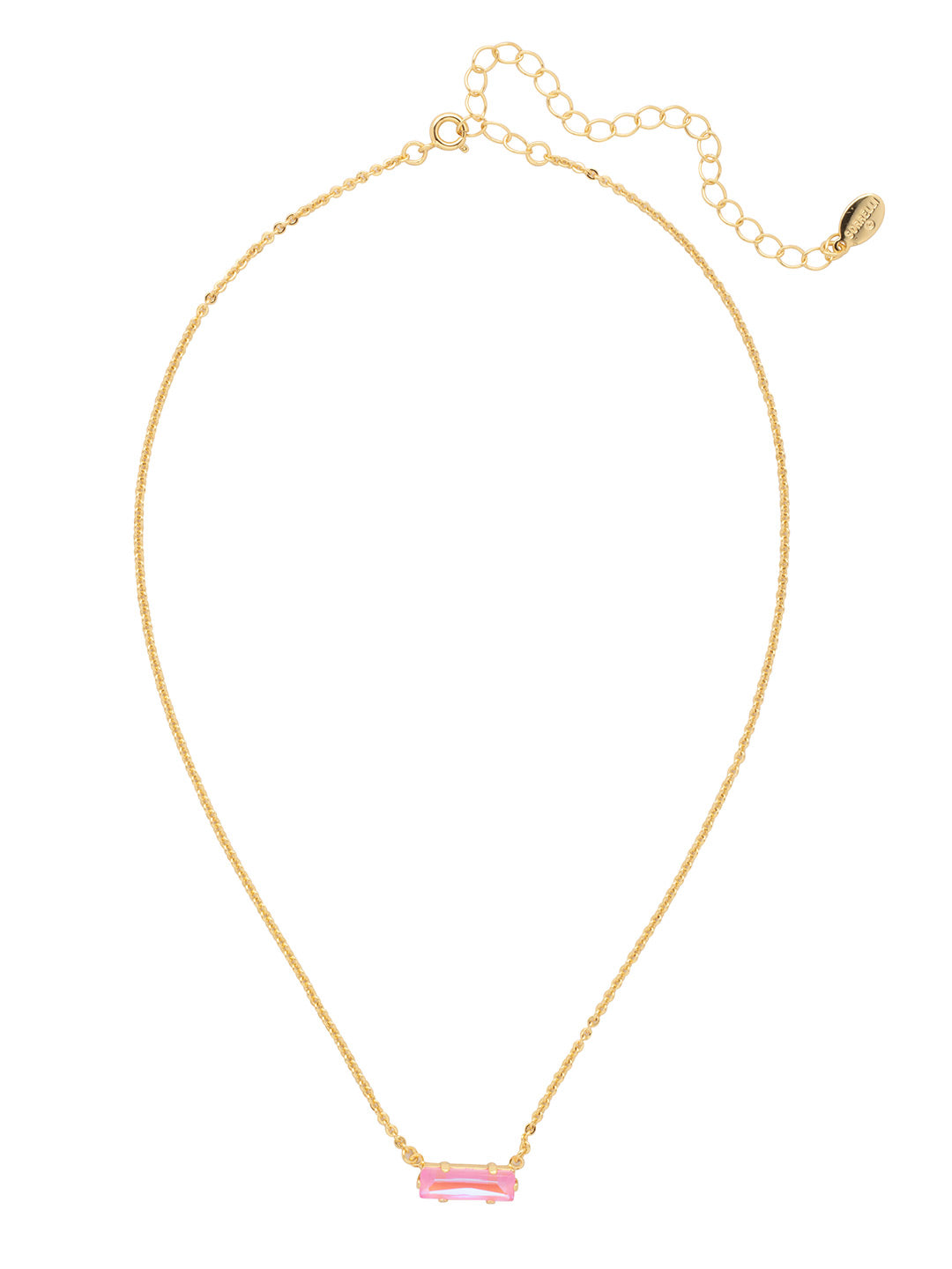 Bindi Pendant Necklace - NFL13BGLRD - <p>The Bindi Pendant Necklace features a single delicate baguette crystal bar on an adjustable chain, secured with a lobster claw clasp. From Sorrelli's Light Rose Delite collection in our Bright Gold-tone finish.</p>