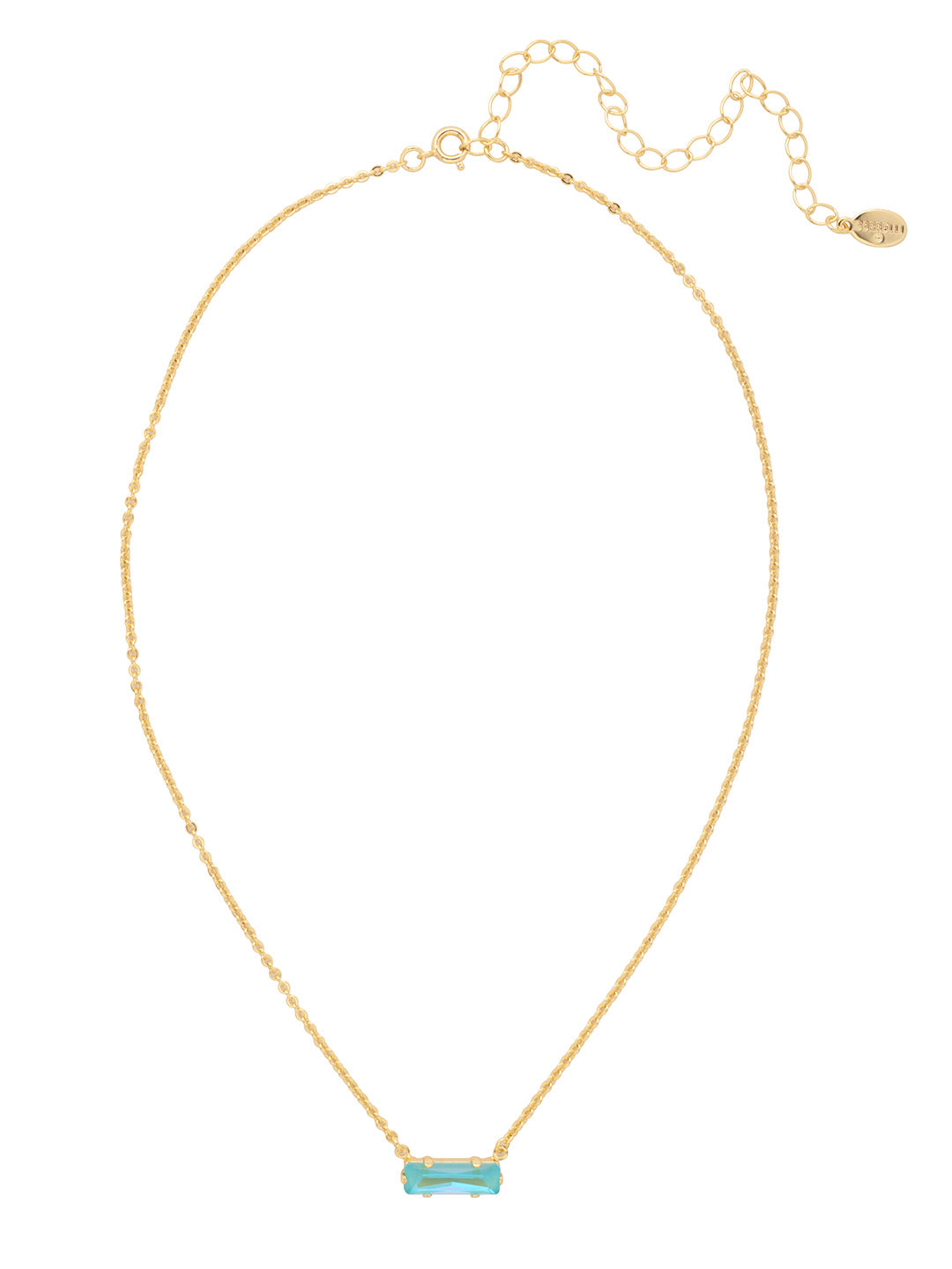 Bindi Pendant Necklace - NFL13BGSBD - <p>The Bindi Pendant Necklace features a single delicate baguette crystal bar on an adjustable chain, secured with a lobster claw clasp. From Sorrelli's Summer Blue Delite collection in our Bright Gold-tone finish.</p>