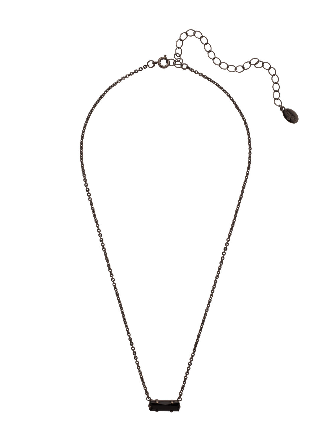 Bindi Pendant Necklace - NFL13GMJET - <p>The Bindi Pendant Necklace features a single delicate baguette crystal bar on an adjustable chain, secured with a lobster claw clasp. From Sorrelli's Jet collection in our Gun Metal finish.</p>