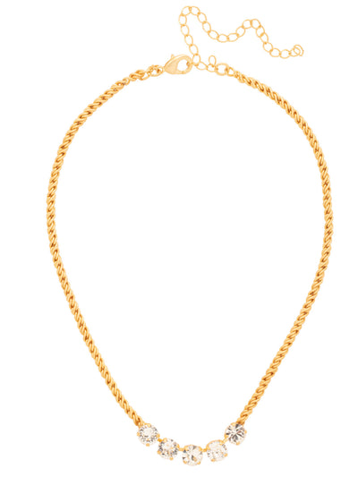 Shannon Tennis Necklace - NFL1MGCRY - <p>The Shannon Tennis Necklace features a line of five round cut crystals on an adjustable rope chain, secured by a lobster claw clasp. From Sorrelli's Crystal collection in our Matte Gold-tone finish.</p>