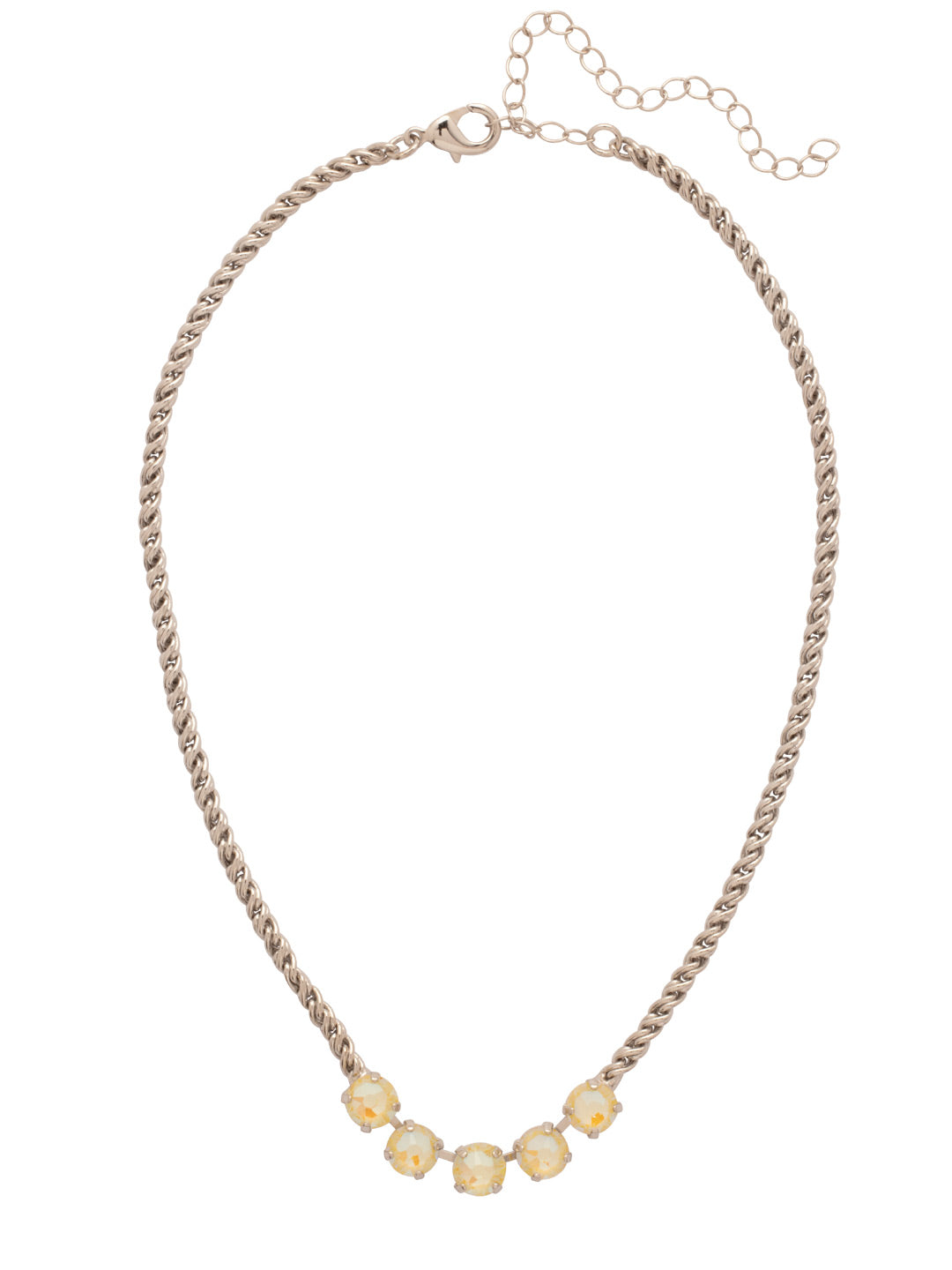 Shannon Tennis Necklace - NFL1PDLTD - <p>The Shannon Tennis Necklace features a line of five round cut crystals on an adjustable rope chain, secured by a lobster claw clasp. (16-20 inches) From Sorrelli's Light Topaz Delite collection in our Palladium finish.</p>