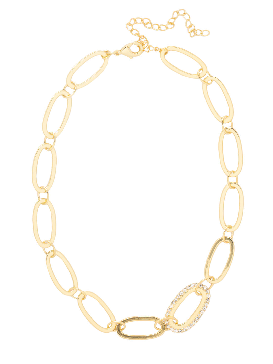 Tori Metal Tennis Necklace - NFL4BGCRY - <p>The Tori Metal Tennis Necklace features plain metal chain links and rhinestone metal chain links on an adjustable chain, secured by a lobster claw clasp. From Sorrelli's Crystal collection in our Bright Gold-tone finish.</p>
