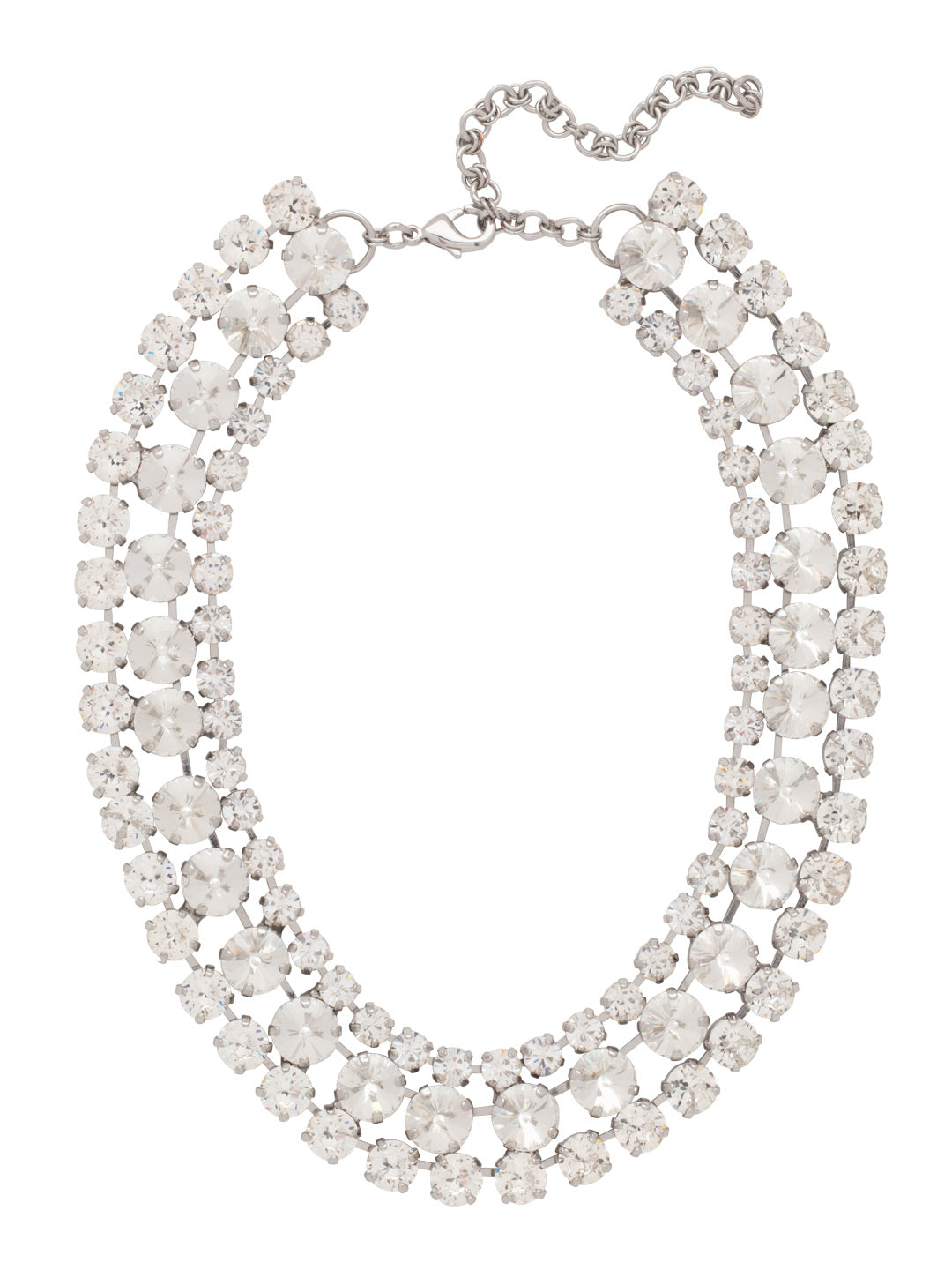 Sloane Layered Statement Necklace - NFL60PDCRY - <p>The Sloane Layered Statement Necklace features three line necklaces layered as one, with various sizes and shapes of crystals. From Sorrelli's Crystal collection in our Palladium finish.</p>