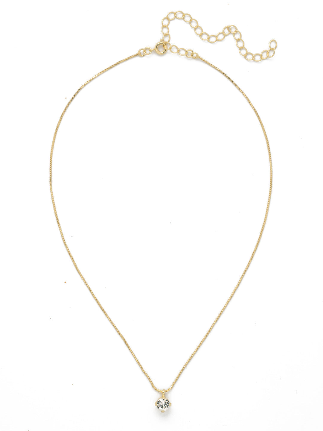 Aria Studded Pendant Necklace - NFL88BGCRY - <p>The Aria Studded Pendant Necklace features a single small round cut crystal dangling from a delicate chain, secured with a spring ring clasp. From Sorrelli's Crystal collection in our Bright Gold-tone finish.</p>