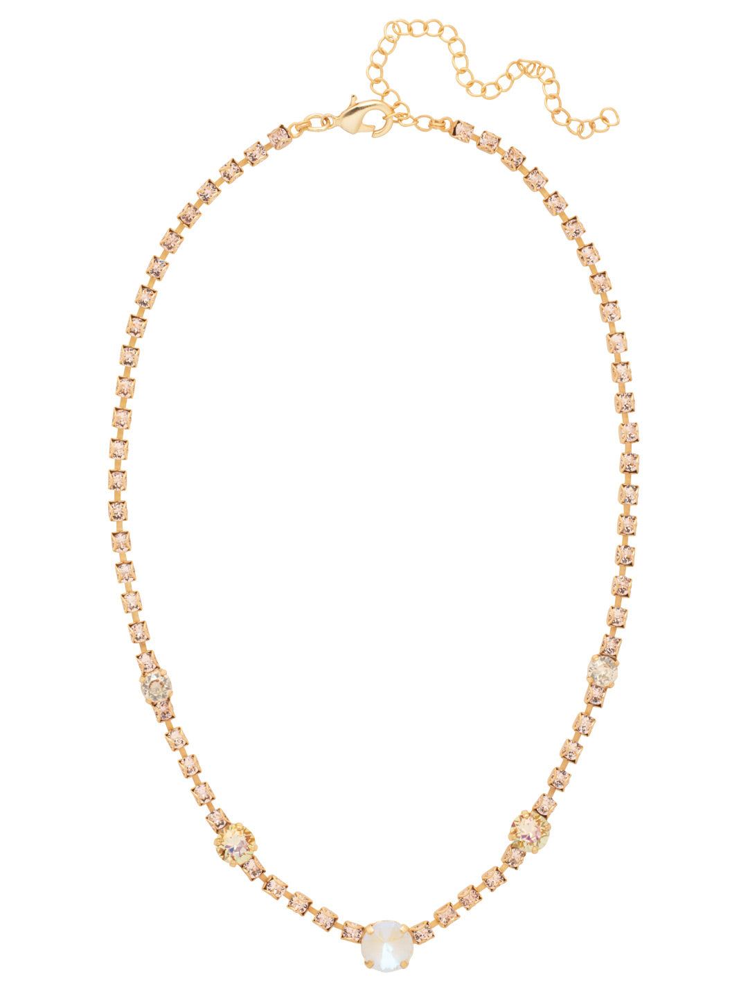 Hazel Tennis Necklace - NFL9MGGGO - <p>The Hazel Tennis Necklace features an adjustable crystal embellished chain with round and rivoli cut accent crystals, secured with a lobster claw clasp. (16-20 inches) From Sorrelli's Golden Goddess collection in our Matte Gold-tone finish.</p>