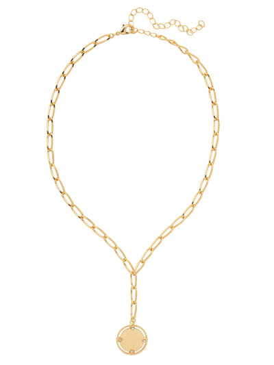 Joplin Pendant Necklace - NFM18BGCRY - <p>The Joplin Pendant Necklace features a metal disk pendant on an adjustable twisted paperclip chain, secured with a lobster claw clasp. From Sorrelli's Crystal collection in our Bright Gold-tone finish.</p>