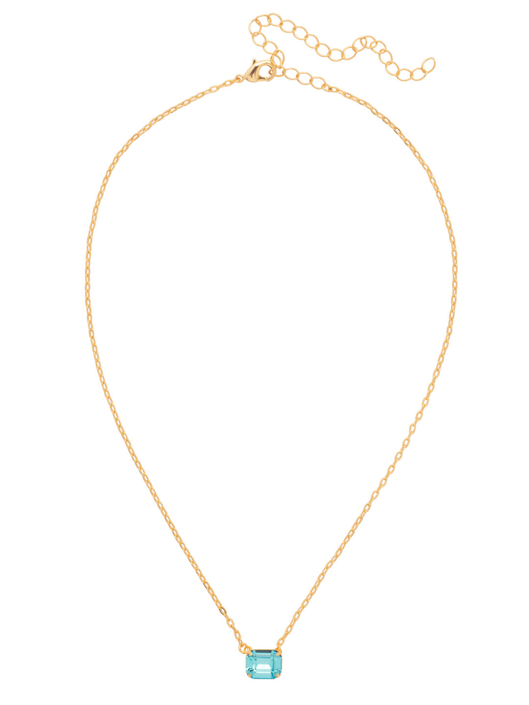 Octavia Single Crystal Pendant Necklace - NFM30BGAQU - <p>The Octavia Single Crystal Pendant Necklace features a single horizontal emerald-cut crystal on an adjustable chain, secured with a lobster claw clasp. From Sorrelli's Aquamarine collection in our Bright Gold-tone finish.</p>