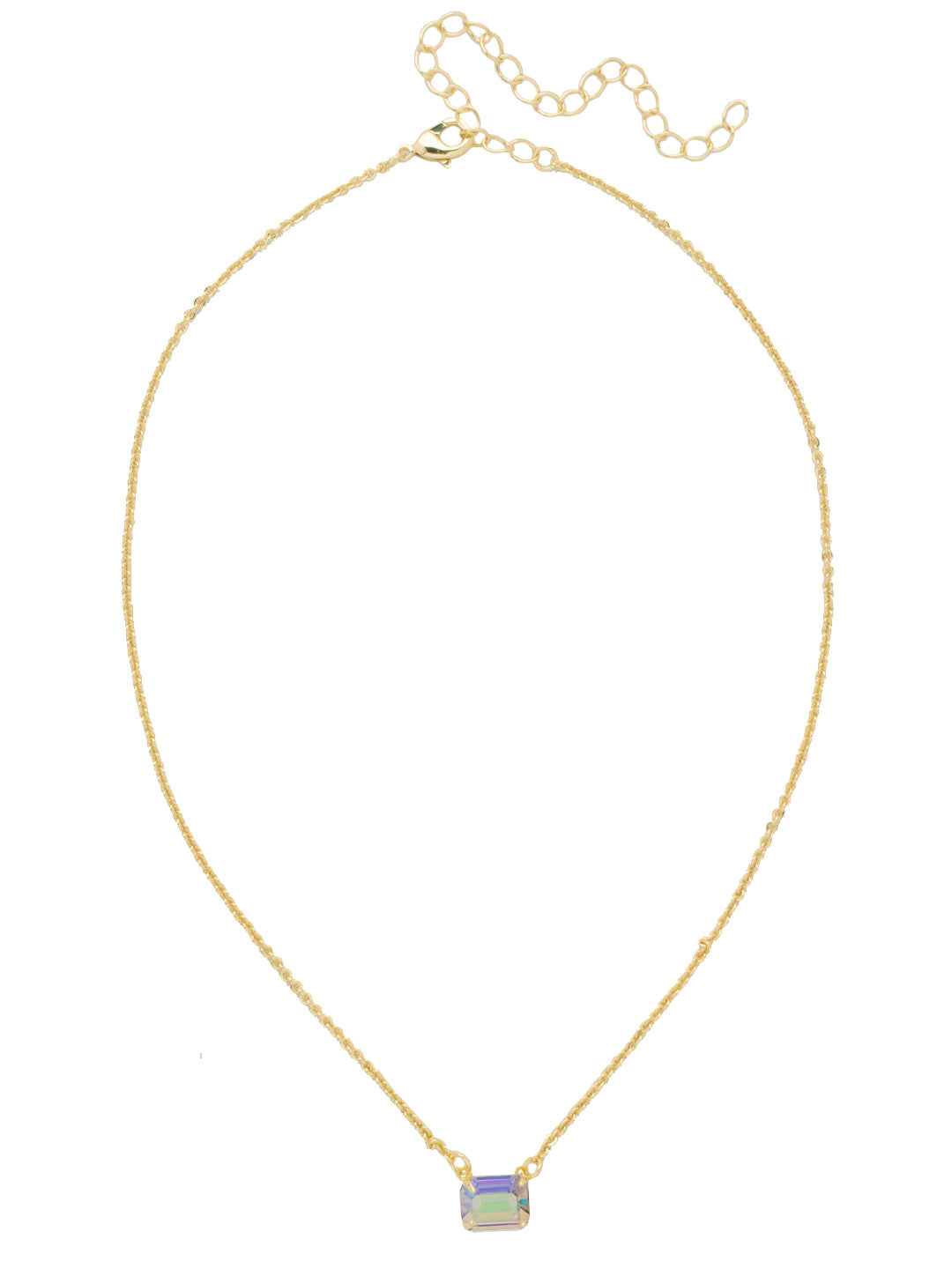 Octavia Single Crystal Pendant Necklace - NFM30BGCAB - <p>The Octavia Single Crystal Pendant Necklace features a single horizontal emerald-cut crystal on an adjustable chain, secured with a lobster claw clasp. From Sorrelli's Crystal Aurora Borealis collection in our Bright Gold-tone finish.</p>