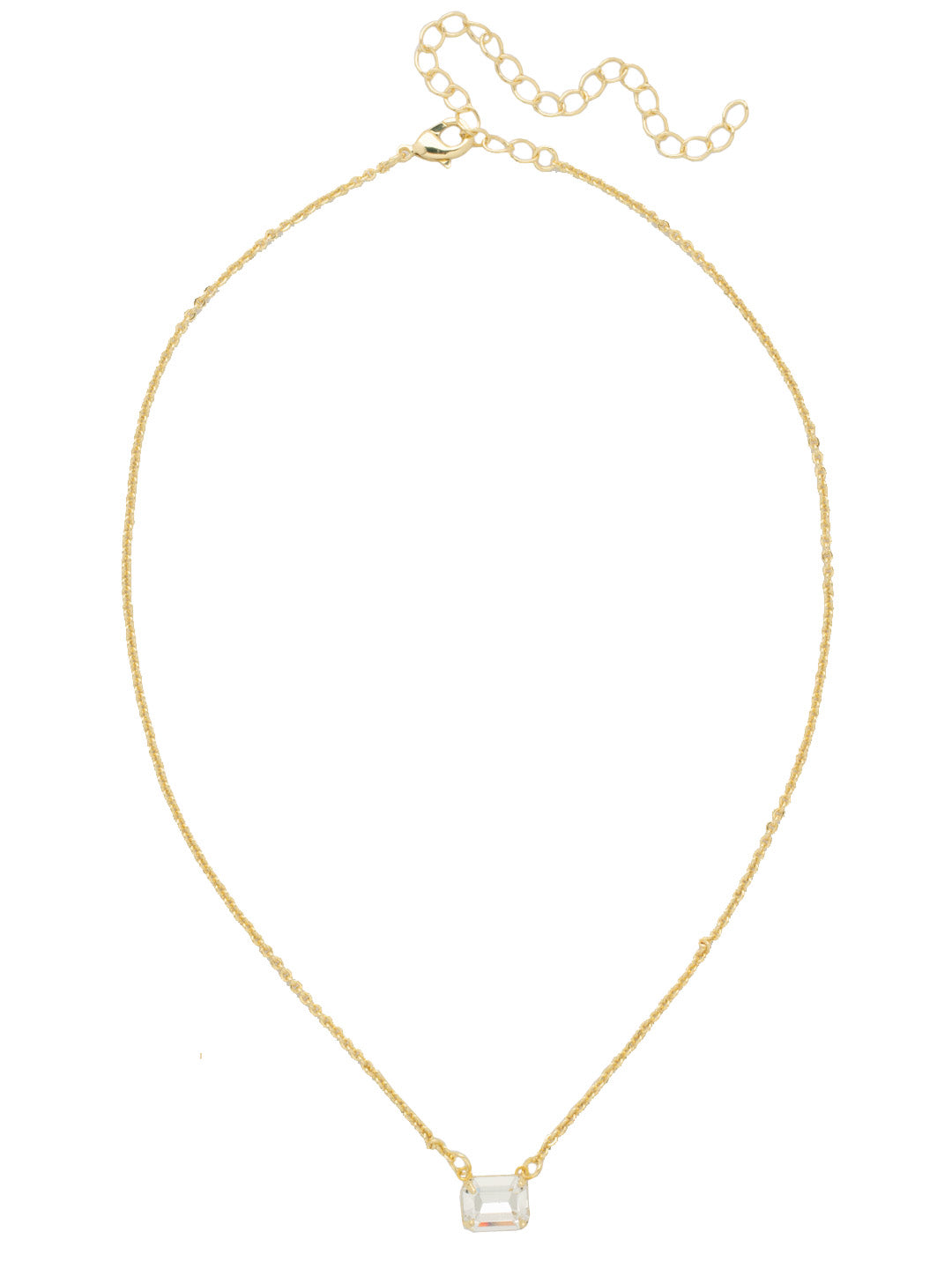 Octavia Single Crystal Pendant Necklace - NFM30BGCRY - <p>The Octavia Single Crystal Pendant Necklace features a single horizontal emerald-cut crystal on an adjustable chain, secured with a lobster claw clasp. From Sorrelli's Crystal collection in our Bright Gold-tone finish.</p>