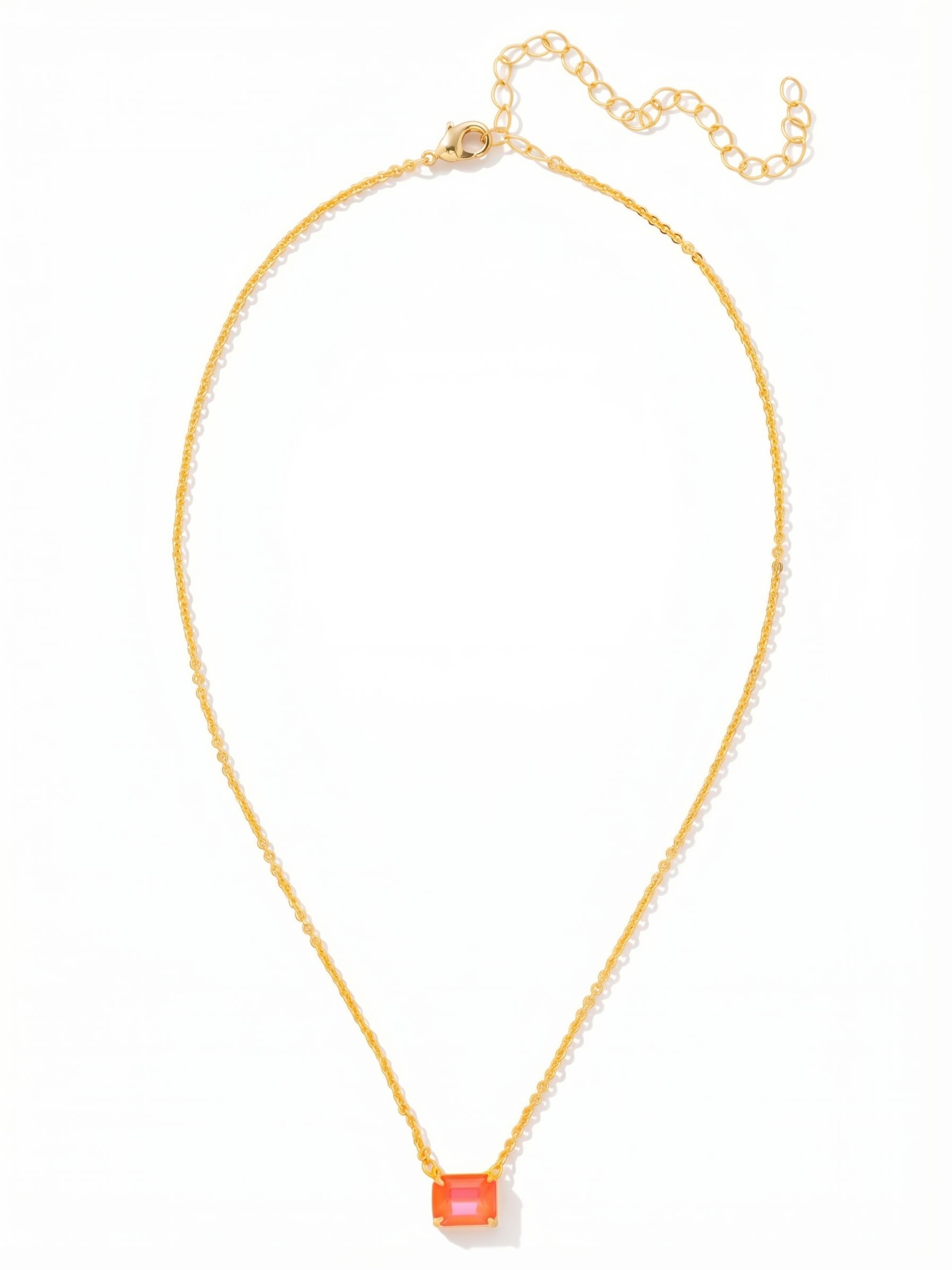 Octavia Single Crystal Pendant Necklace - NFM30BGELH - <p>The Octavia Single Crystal Pendant Necklace features a single horizontal emerald-cut crystal on an adjustable chain, secured with a lobster claw clasp.</p>