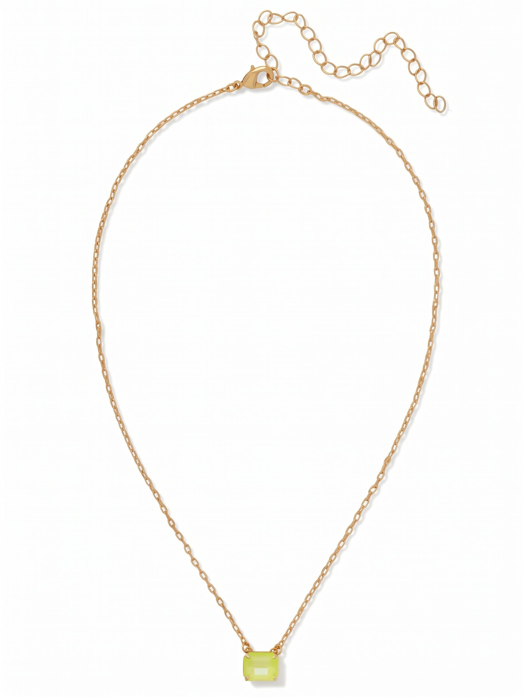 Octavia Single Crystal Pendant Necklace - NFM30BGELY - <p>The Octavia Single Crystal Pendant Necklace features a single horizontal emerald-cut crystal on an adjustable chain, secured with a lobster claw clasp.</p>