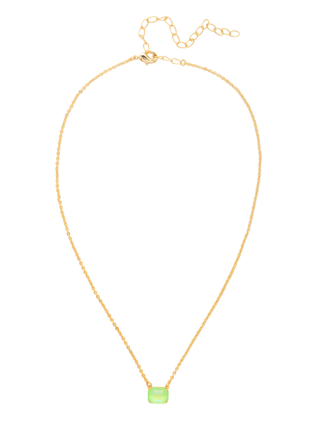 Octavia Single Crystal Pendant Necklace - NFM30BGETG - <p>The Octavia Single Crystal Pendant Necklace features a single horizontal emerald-cut crystal on an adjustable chain, secured with a lobster claw clasp. From Sorrelli's Electric Green  collection in our Bright Gold-tone finish.</p>